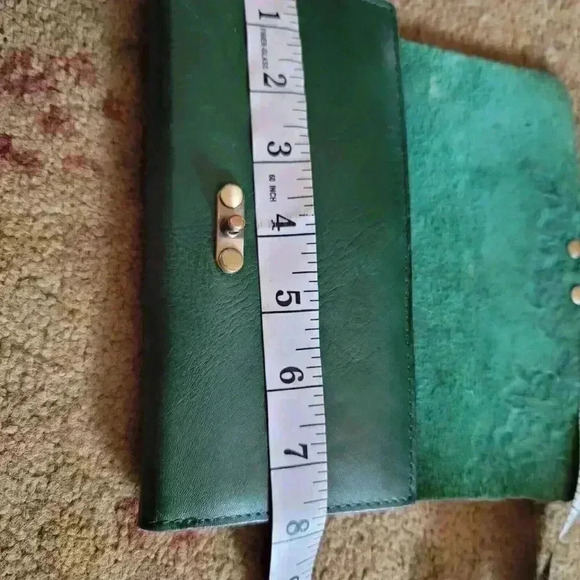 Patricia Nash Terresa Wallet Green Hand Cut Tooled Leather Organizer - Picture 8 of 10